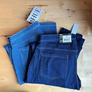 HUE denim leggings - 2 pairs (1 dark, 1 medium wash) new with tags